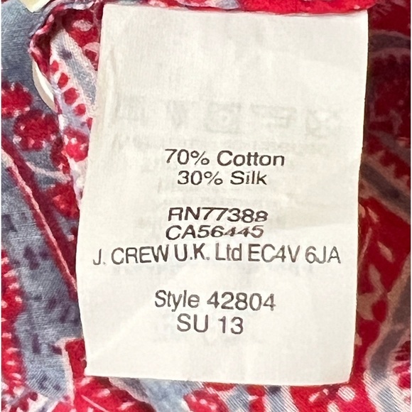 J Crew Paisley Long Sleeve Button Down Blouse Size S - Picture 5 of 6
